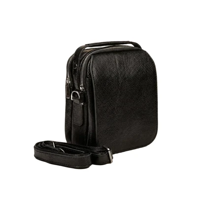 کیف دوشی چرم طبیعی (طرح فلوتر - رنگ مشکی)