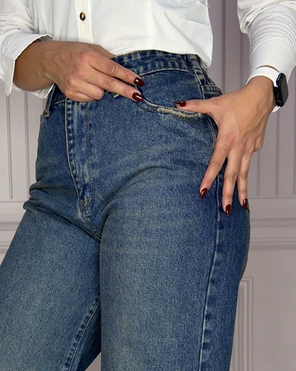 خرید شلوار جین واید لگ آبی تینت زنانه Women's Tint Blue Wide Leg Jeans کد 90703