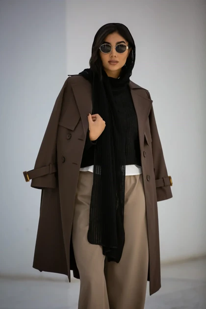 بارانی سانتانا دکمه دوبل بلند New