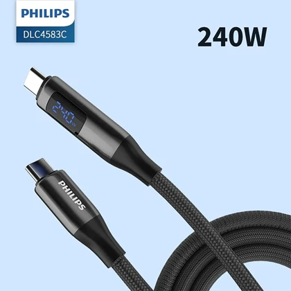کابل تایپ سی 240 وات فیلیپس philips مدل 4583C طول 2 متر