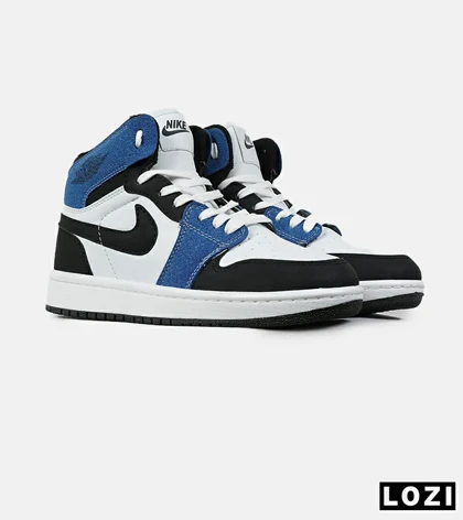 کفش کتانی ساق‌دار مردانه و زنانه آبی سفید مشکی NIKE jordan 1 مدل 7575