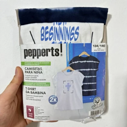 تیشرت آستین کوتاه دخترانه پیپرتس کد Z-FD33 مجموعه 2 عددی