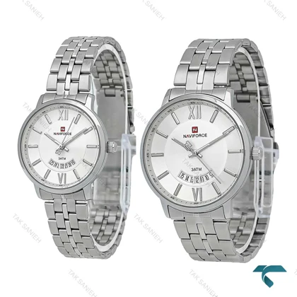 ساعت نیوی فورس NF9233 ست سیلور صفحه سفید NaviForce-7764-S