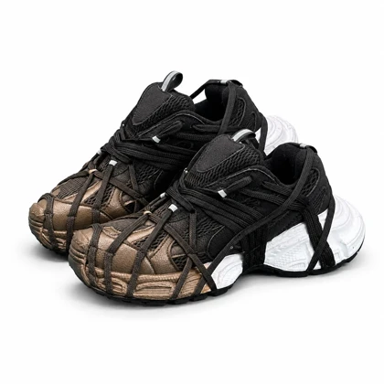 کفش کتانی مردانه مدل بالنسیاگا اسپایدر کاستوم مشکی قهوه ای BALENCIAGA SPIDE