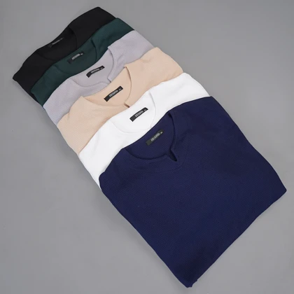 بلوز مردانه کرم یقه کوبایی مدل Etron ویژه