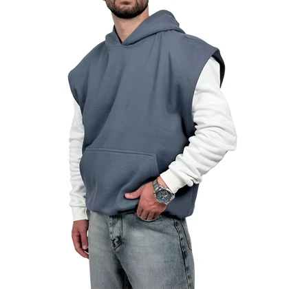 هودی وست سه نخ طوسی طرح ساده