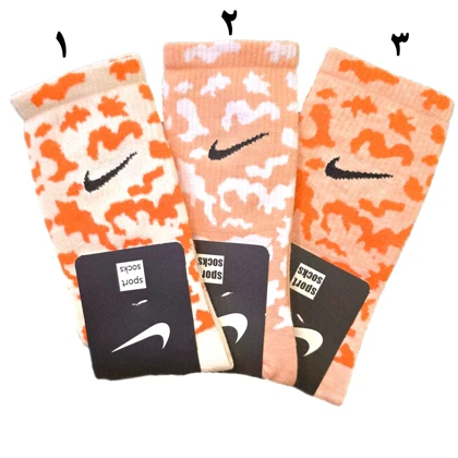 جوراب ساق بلند طرح پلنگی نارنجی نخ پنبه اعلا 36-44