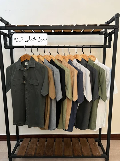 پیراهن کتان آستین کوتاه جیب‌دار 2398