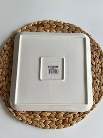 بشقاب مربعی دنی هوم طرح گل سرمه ای / BA30