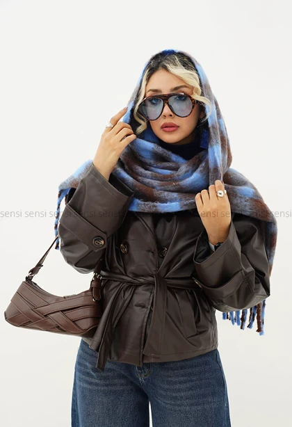 شال بیگ طرح دار پشمی کد1004605