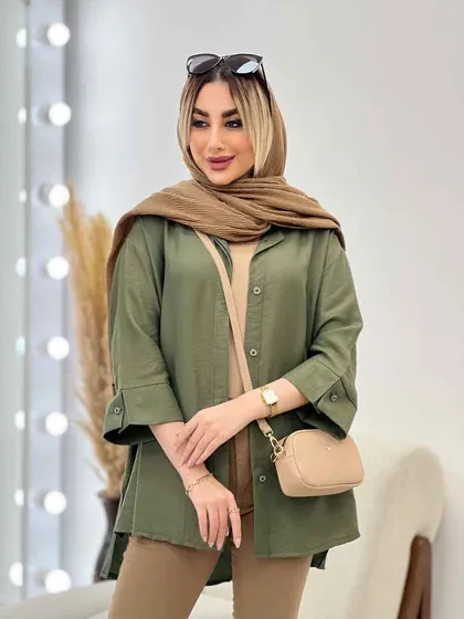 مانتو جلو دکمه بغل چاک