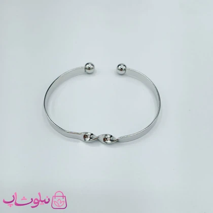 بنگل دخترانه آبکاری نقره مدل بینهایت کد 150