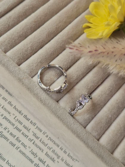 انگشتر جواهری فری سایز مربعی