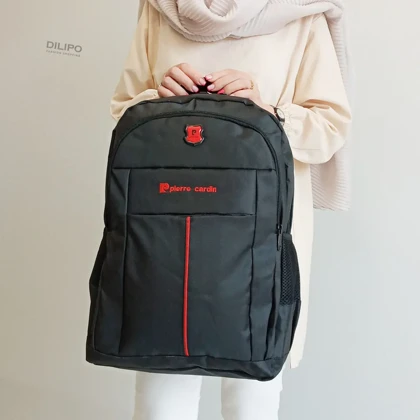 کوله پشتی برزنتی مشکی آنا طرح پیرکاردین 2463