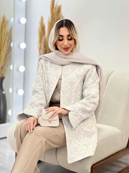 مانتو ژاکارد آستین لاله ای