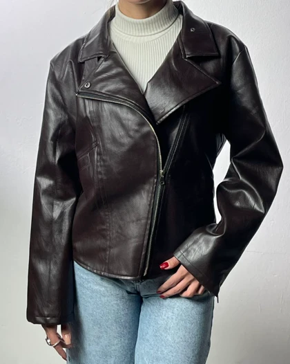 کت چرم یقه دکمه کد 100155