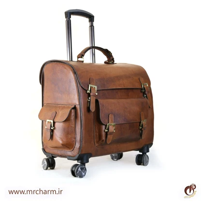 چمدان تمام چرم قهوه ای تیره mrc168-13