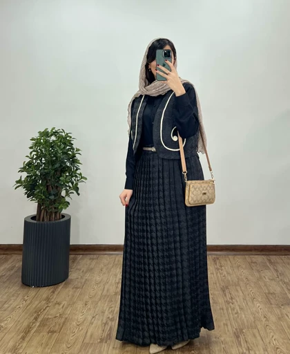 ست وست و دامن پلیسه ژاکارد