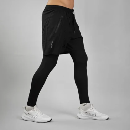 شلوارک و لگ سرهمی ورزشی مردانه مدل PY-3M1432 مشکی