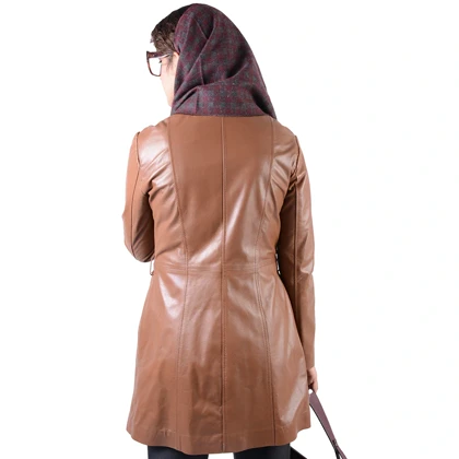 کت چرم زنانه قهوه ای عسلی