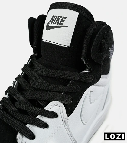 کفش کتانی ساق‌دار مردانه و زنانه سفید مشکی NIKE jordan 1 مدل 7574