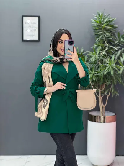 مانتو لینن پشت ژیله کمربندی