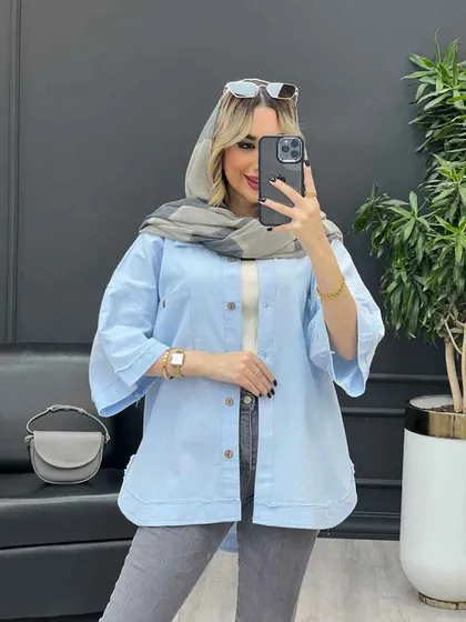 مانتو لینن جیب دکمه
