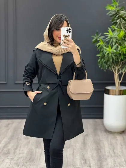 بارانی چهاردکمه یقه دوبل