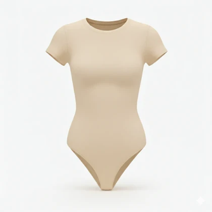 بادی نخی آستین کوتاه یقه گرد کرم مه جامه