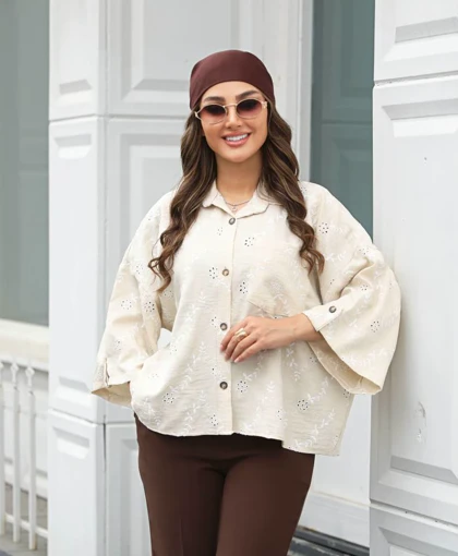 شومیز گلدوزی مدل دالیا کد 50358