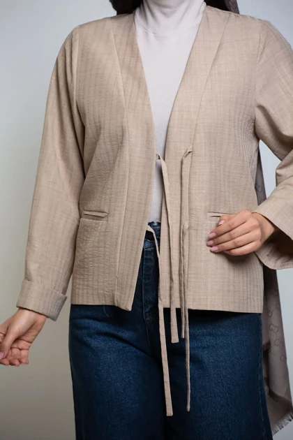 کت زنانه پاپیونی استریپ