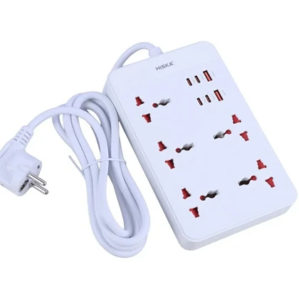 چند راهی برق هیسکا HISKA مدل CH-5521 با 5 سوکت و 6 پورت