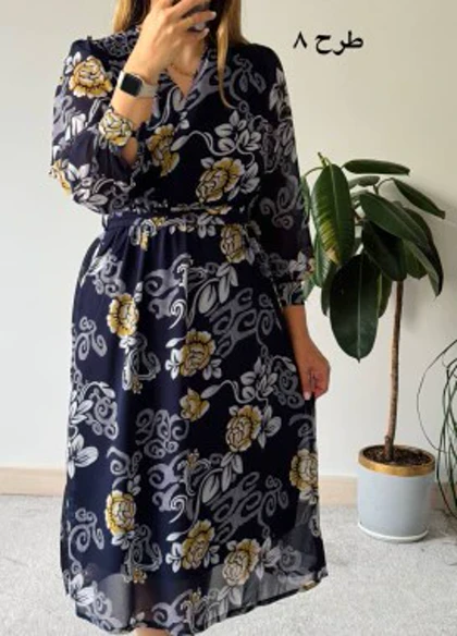 پیراهن حریر سرمه سری12