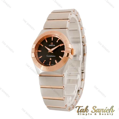ساعت امگا کانسلیشن زنانه دورنگ رزگلد صفحه مشکی Omega-4439-L