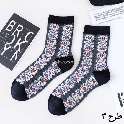 جوراب ساق‌دار گل‌گلی مشکی