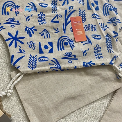 کراپ شلوار لینن آبی و نارنجی 3 تا 9 سال