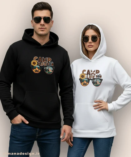 هودی مردانه و زنانه طرح کمپ و جنگل نوردی camp life کد 1066