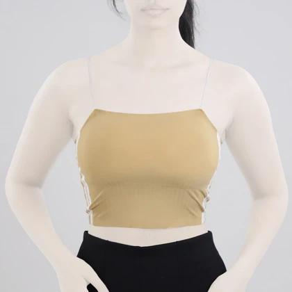 نیم‌تنه کاپ‌دار لیزری ورزشی زنانه مدل 5B0194 خردلی
