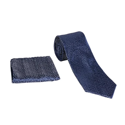 ست کراوات و دستمال جیب سورمه‌ای برفی 98127