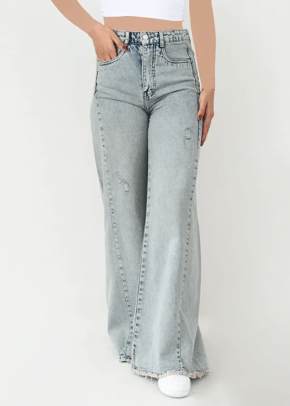 شلوار فول بگ جین زاپ‌دار