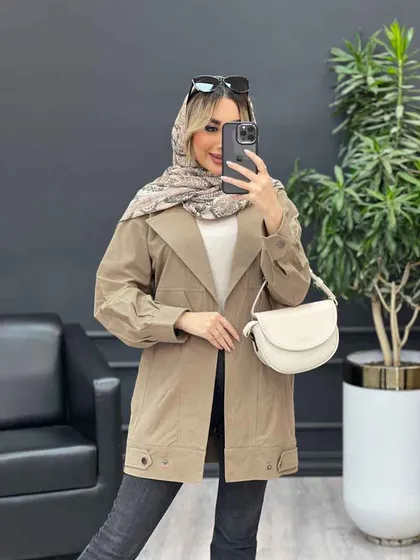 مانتو لینن دو جیب نما پایین پاگن