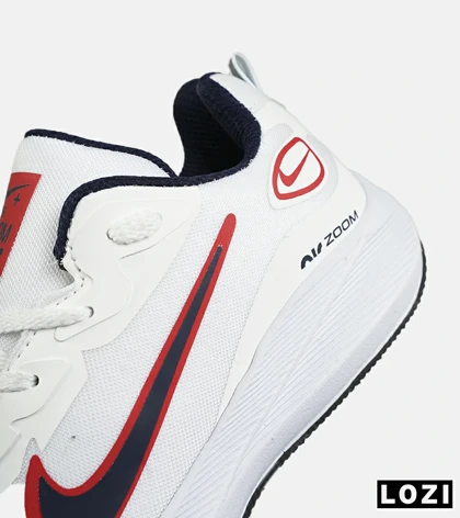 کفش کتانی مردانه و زنانه سفید سرمه ای قرمز NIKE air zoom مدل 8348