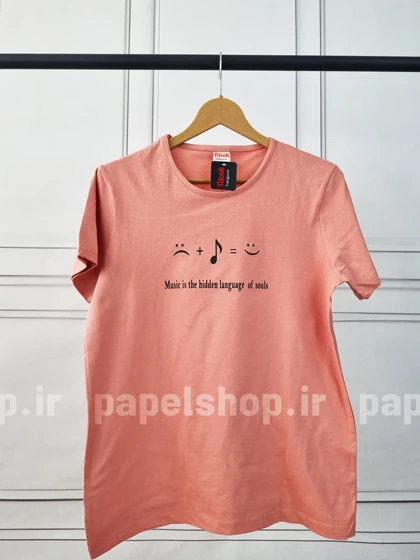 تیشرت نخ پنبه یقه گرد طرح موزیک