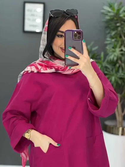مانتو جلو بسته جیب برش‌دار