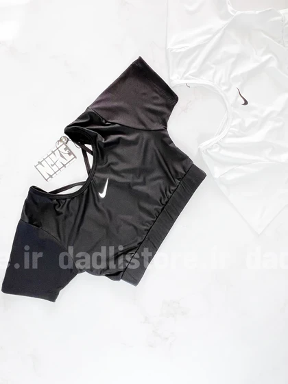 کراپ تاپ وزرشی آستین کوتاه پشت‌باز بندی نایکی Nike