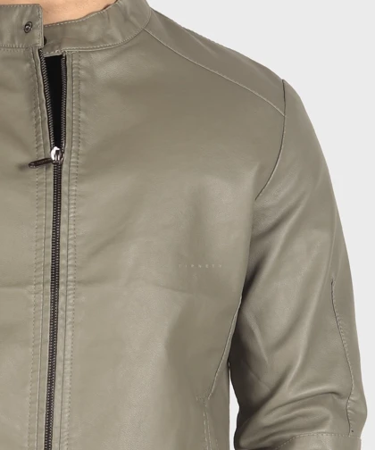 کت چرم مردانه ساده و زیپ‌دار 2519