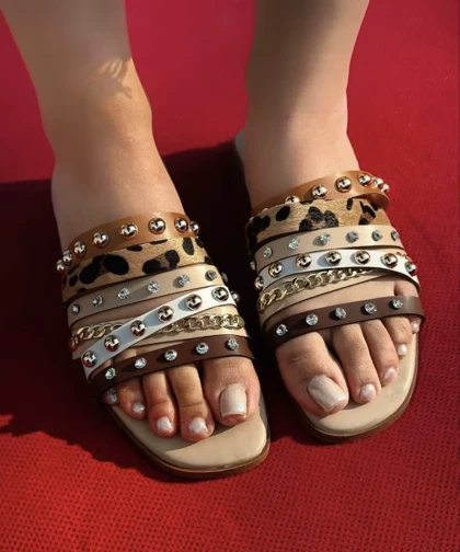 صندل زنانه پرچی نگینی