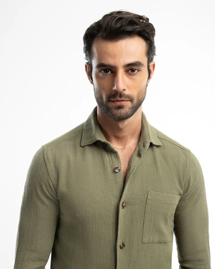 ام کی کالکشن پیراهن آستین بلند mk-23272-olive