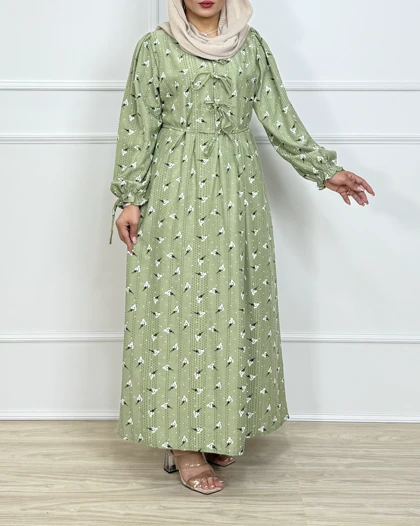 پیراهن ژانت کد 1230 ( گل گچی جلو پاپیون )