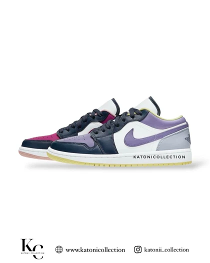 کتانی ویتنامی نایک ایر جردن وان لو میس مچ مجنتا nike air jordan 1 low mismatched purple magneta